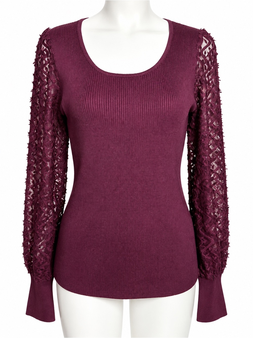 Cato NWT Burgundy Lace Sleeve Sweater Top Women’s XL